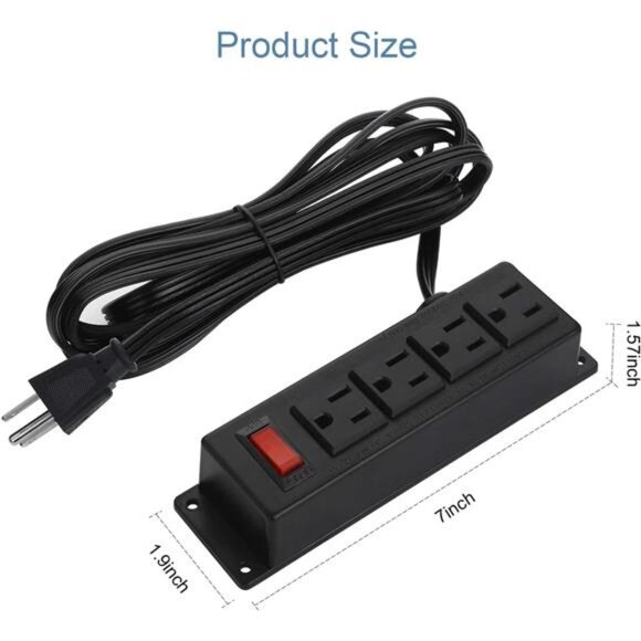 Wall Mount Power Outlet Strip, 4 Outlet Mountable Power Strip with Switch - Picture 3 of 7